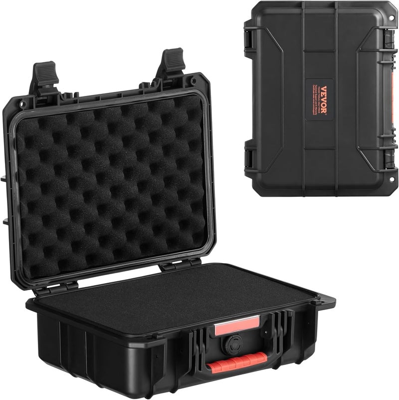 VEVOR Weatherproof Hard Case, Heavy Duty Protective Dry Box Case with Pre-cut Foam, Retractable Pull Handles for Travel, Hunting, Military, Tactical, IP67 Waterproof for Cameras(14.96x11.81x5.51) - Image 1